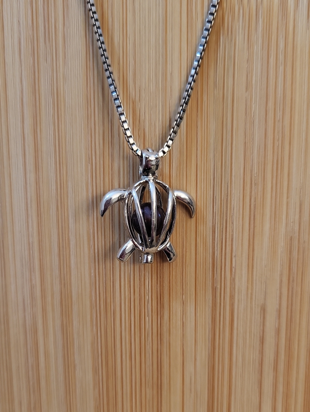 Vantel Pearls Sterling "One Step At A Time" Turtle Pearl Cage Necklace